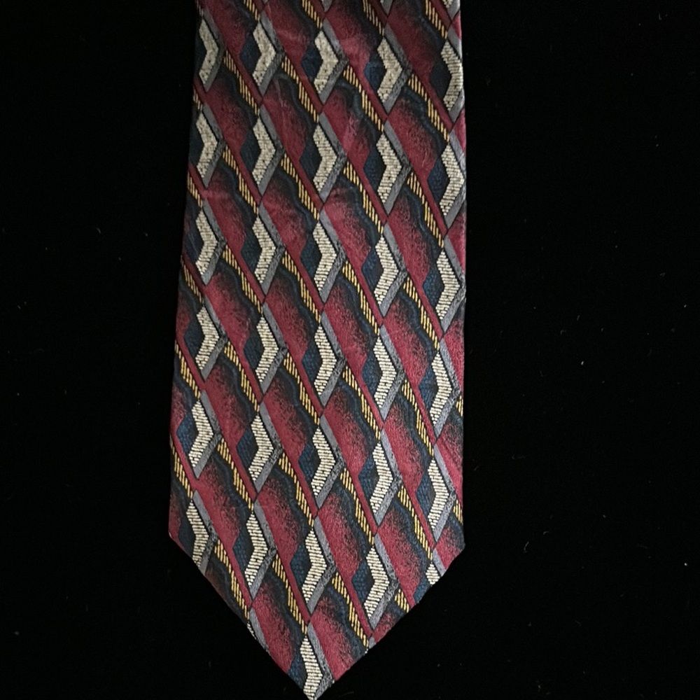 Piattelli Red and Blue Silk Tie with Geometric Design